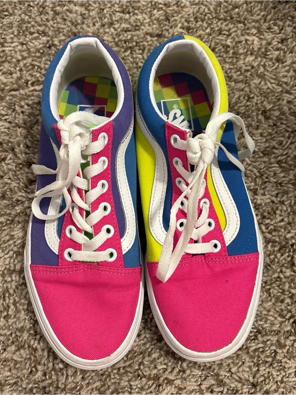 Vans Colorblock Old Skool Sneakers - Pink, Blue, Yellow, Purple